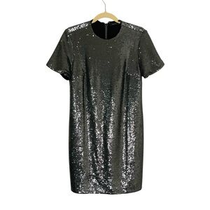 NWT Lauren Ralph Lauren 2 Shimmering Silver Sequin Mini Dress New Years Party